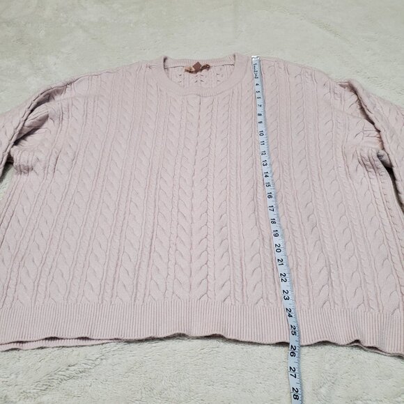 Philosophy Light Pink Chunky Cable Knit Casual Cute Cropped Sweater Plus Size 1X - Picture 5 of 8